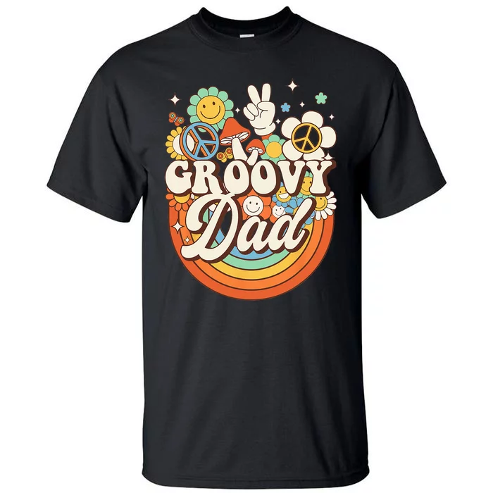 Groovy Dad Hippie Mushroom Peace Retro 60s 70s Aesthetic Tall T-Shirt