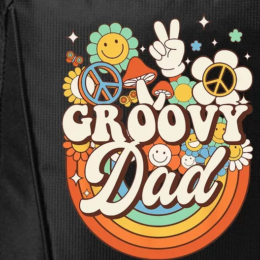 Groovy Dad Hippie Mushroom Peace Retro 60s 70s Aesthetic City Backpack