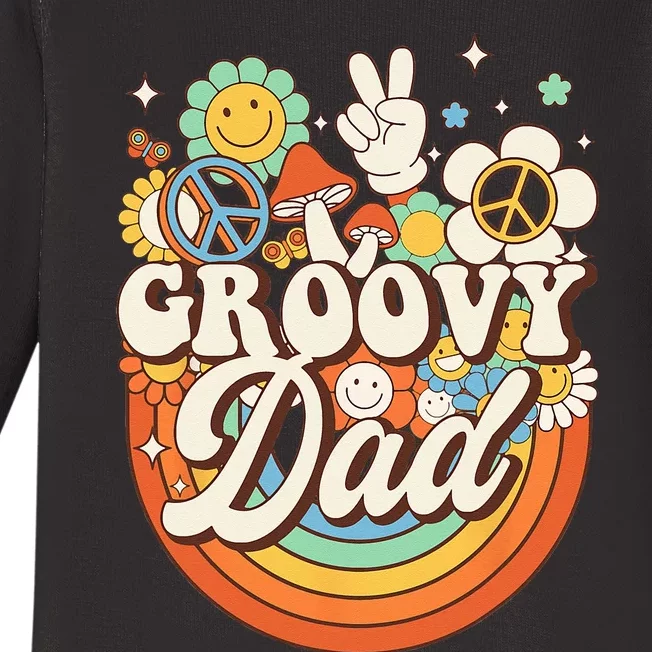 Groovy Dad Hippie Mushroom Peace Retro 60s 70s Aesthetic Baby Long Sleeve Bodysuit