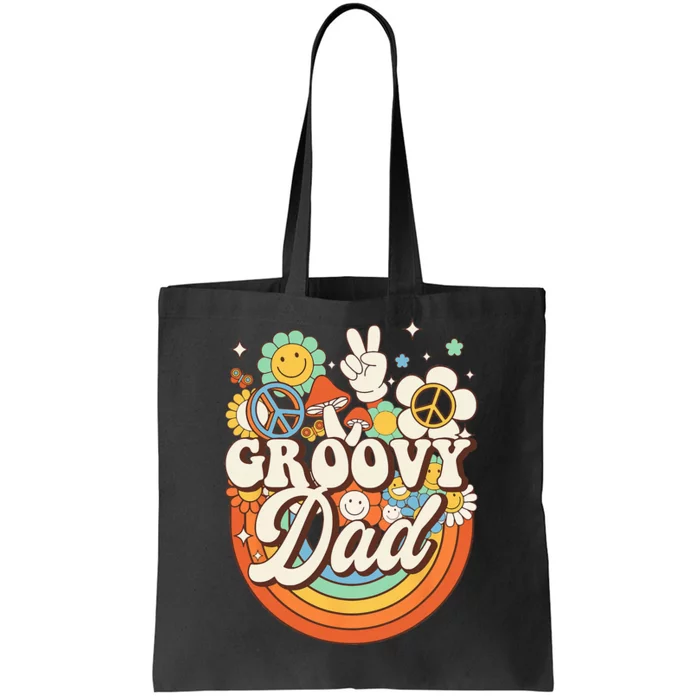 Groovy Dad Hippie Mushroom Peace Retro 60s 70s Aesthetic Tote Bag