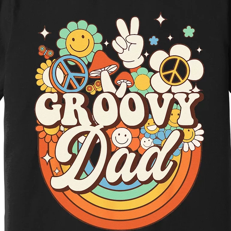 Groovy Dad Hippie Mushroom Peace Retro 60s 70s Aesthetic Premium T-Shirt