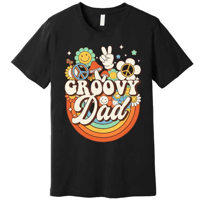 Groovy Dad Hippie Mushroom Peace Retro 60s 70s Aesthetic Premium T-Shirt