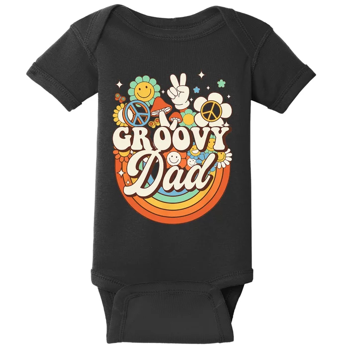 Groovy Dad Hippie Mushroom Peace Retro 60s 70s Aesthetic Baby Bodysuit