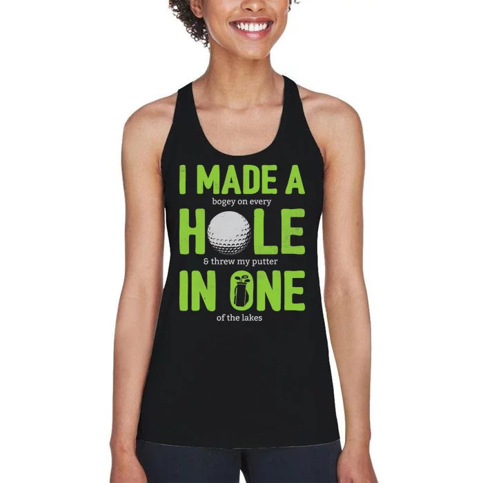 Golf Dad Hole In One Golf Gag Funny Golf Player Women's Racerback Tank