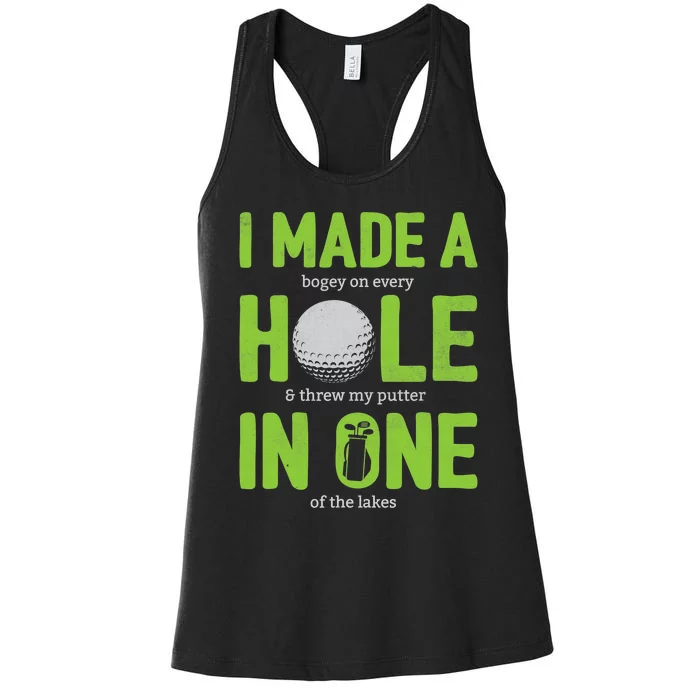 Golf Dad Hole In One Golf Gag Funny Golf Player Women's Racerback Tank