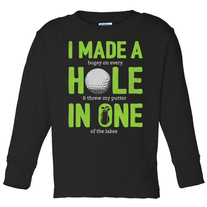 Golf Dad Hole In One Golf Gag Funny Golf Player Toddler Long Sleeve Shirt