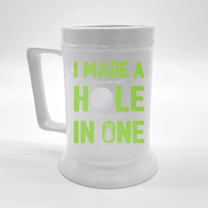 Golf Dad Hole In One Golf Gag Funny Golf Player Front & Back Beer Stein