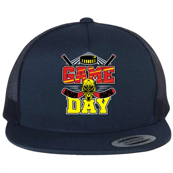 Game Day Hockey Season Supporter Ice Hockey Fans Gift Flat Bill Trucker Hat