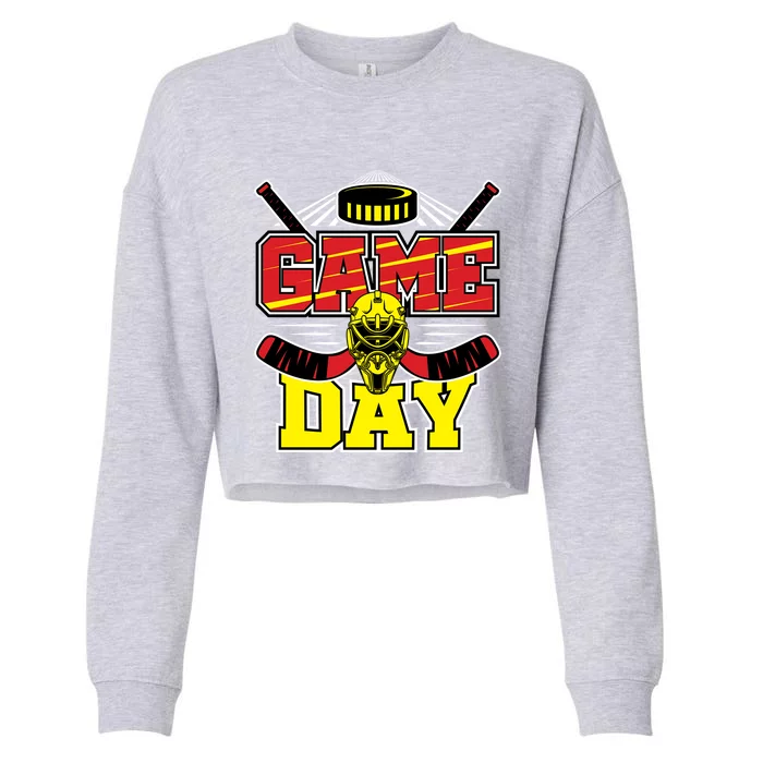 Game Day Hockey Season Supporter Ice Hockey Fans Gift Cropped Pullover Crew