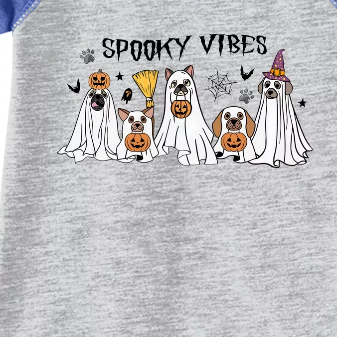 Ghost Dog Halloween Spooky Vibes Infant Baby Jersey Bodysuit