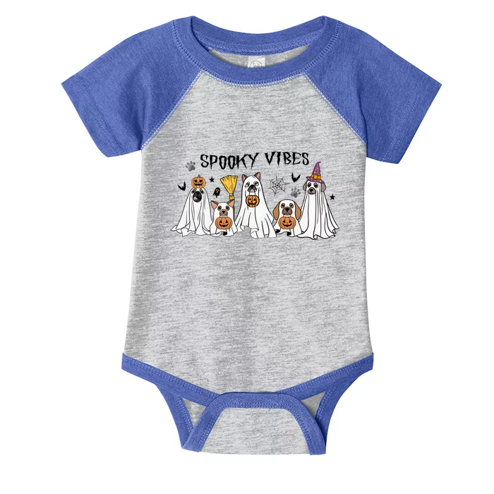 Ghost Dog Halloween Spooky Vibes Infant Baby Jersey Bodysuit