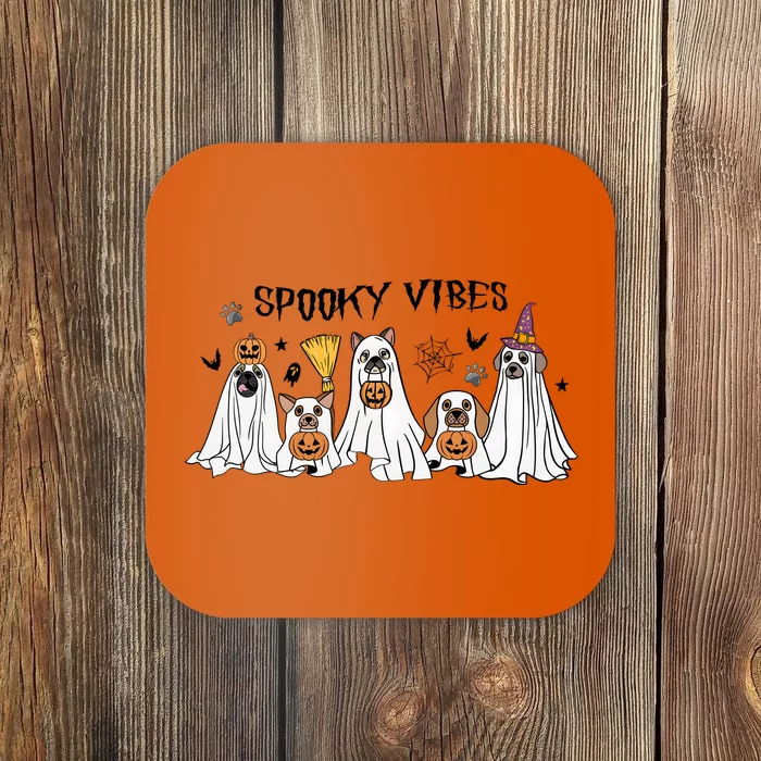 Ghost Dog Halloween Spooky Vibes Coaster