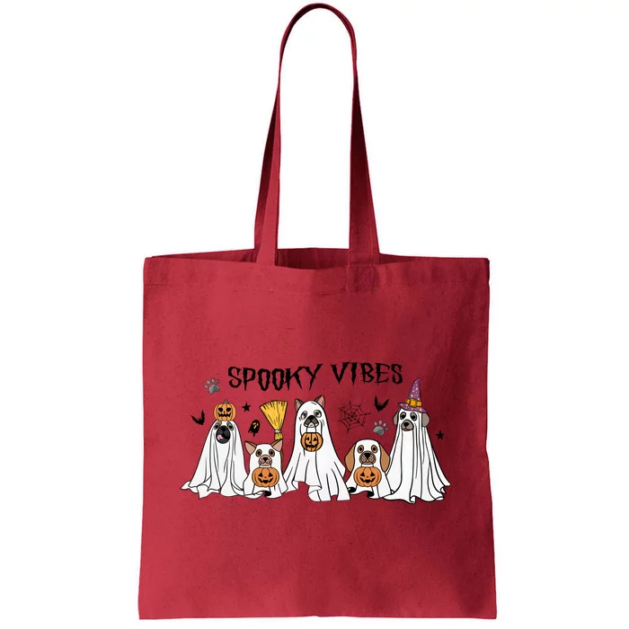 Ghost Dog Halloween Spooky Vibes Tote Bag