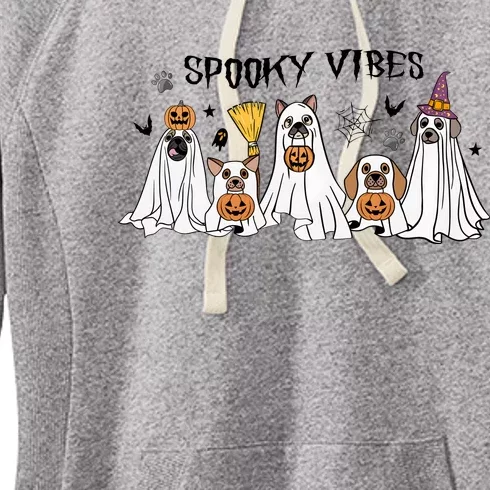 Ghost Dog Halloween Spooky Vibes Women's Fleece Hoodie