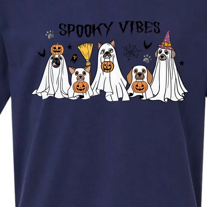 Ghost Dog Halloween Spooky Vibes Sueded Cloud Jersey T-Shirt