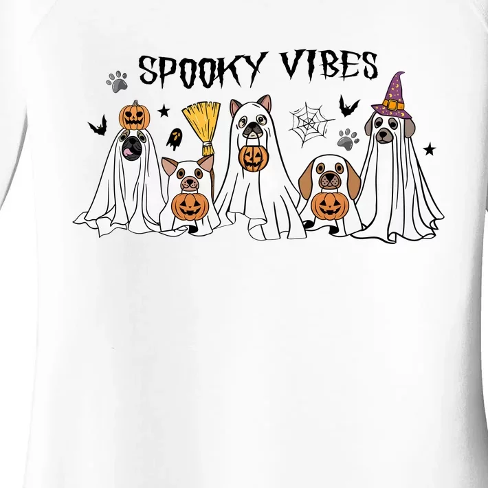 Ghost Dog Halloween Spooky Vibes Women's Perfect Tri Tunic Long Sleeve Shirt