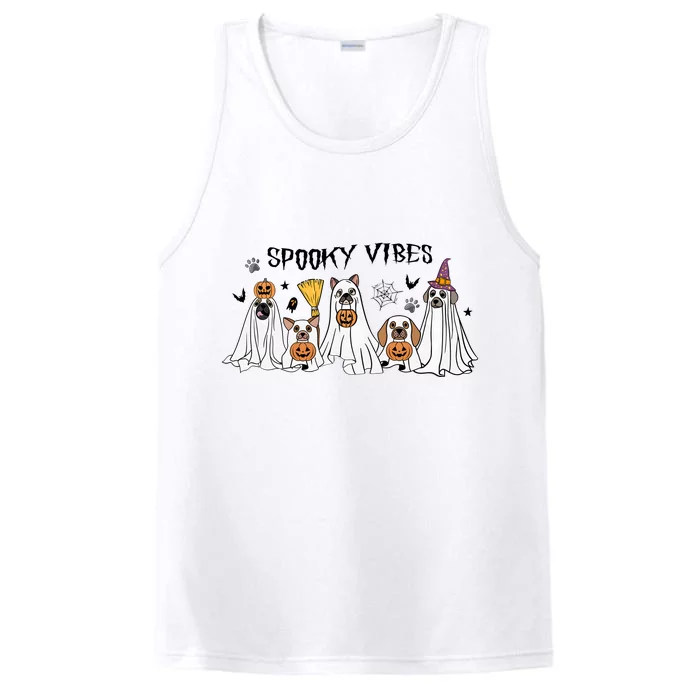 Ghost Dog Halloween Spooky Vibes Performance Tank