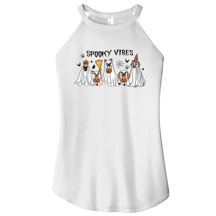 Ghost Dog Halloween Spooky Vibes Women’s Perfect Tri Rocker Tank