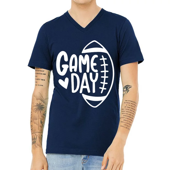 Game Day Heart Football Lover V-Neck T-Shirt