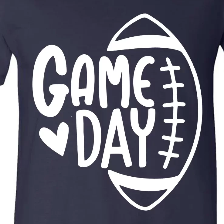 Game Day Heart Football Lover V-Neck T-Shirt