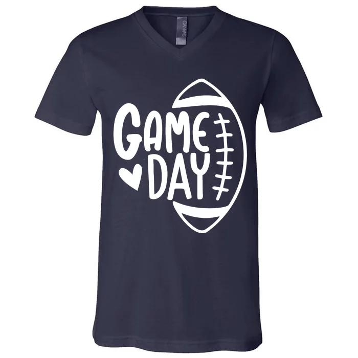 Game Day Heart Football Lover V-Neck T-Shirt