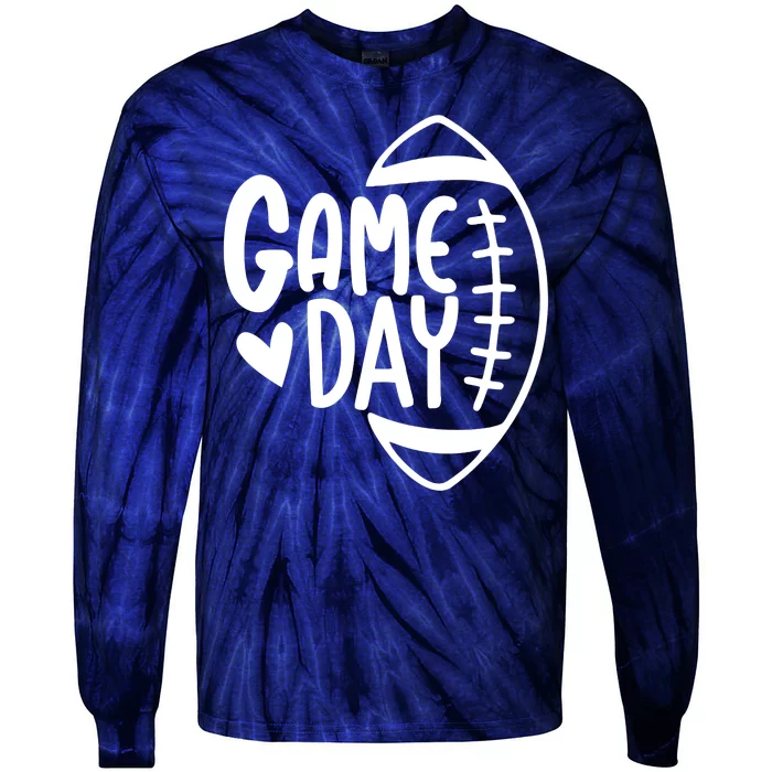 Game Day Heart Football Lover Tie-Dye Long Sleeve Shirt