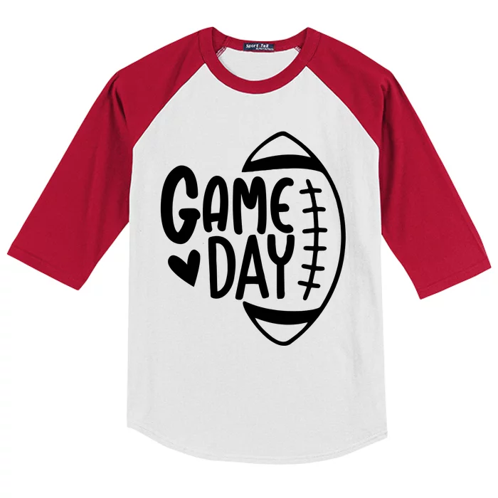 Game Day Heart Football Lover Kids Colorblock Raglan Jersey