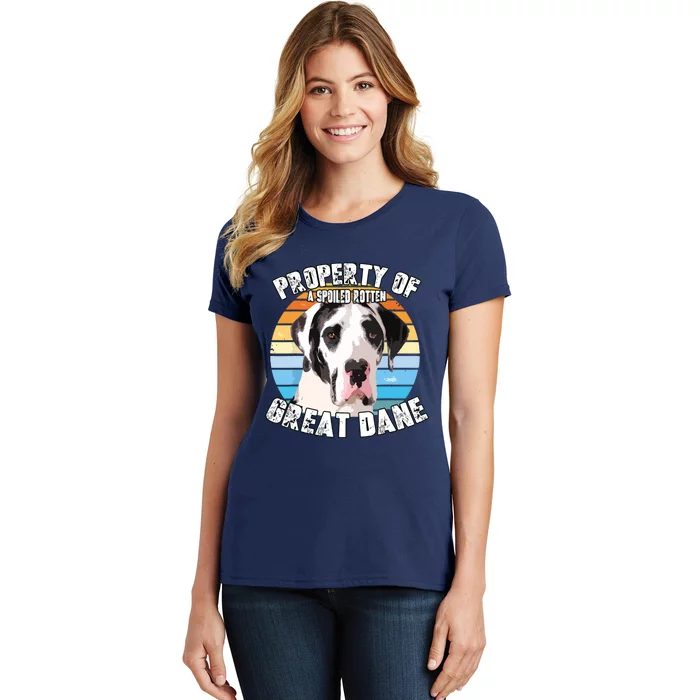 Great Dane Harlequin Vintage Retro Property Of Women's T-Shirt