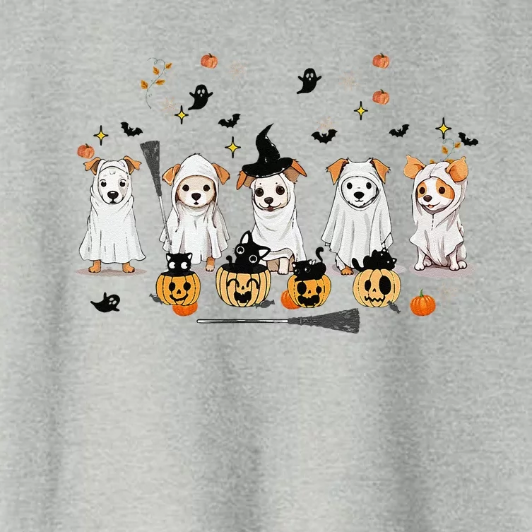 Ghost Dog Halloween Boo Ghost Lover Dog Owner Mom Dad Women's Crop Top Tee