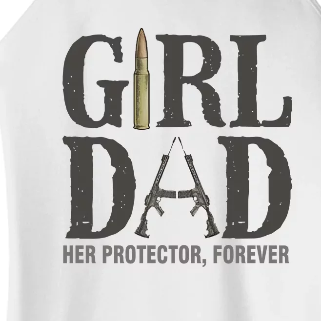 Girl Dad Her Protector Forever Proud Fathers Day Gift Women’s Perfect Tri Rocker Tank