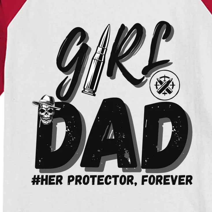 Girl Dad Her Protector Forever Proud Fathers Day Gift Kids Colorblock Raglan Jersey