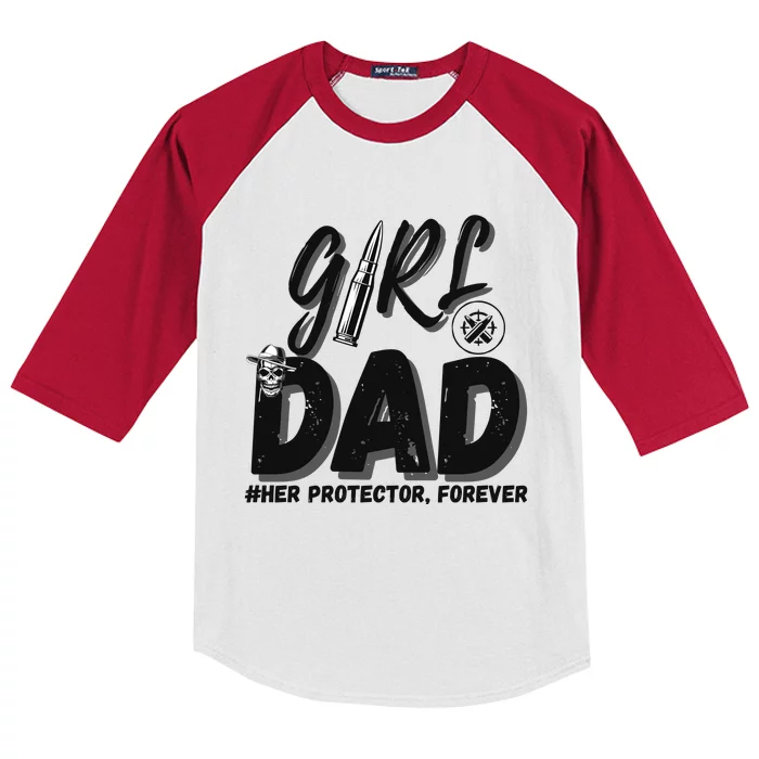 Girl Dad Her Protector Forever Proud Fathers Day Gift Kids Colorblock Raglan Jersey