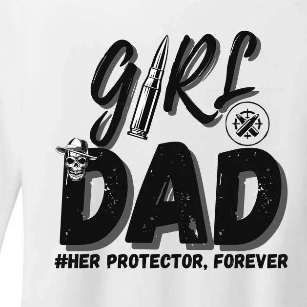 Girl Dad Her Protector Forever Proud Fathers Day Gift Womens CVC Long Sleeve Shirt