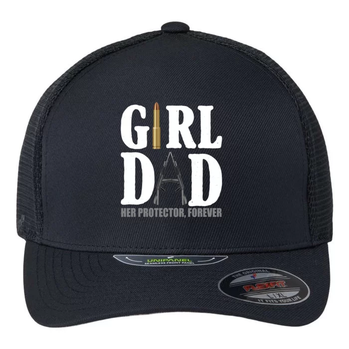 Girl Dad Her Protector Forever Gun Flexfit Unipanel Trucker Cap