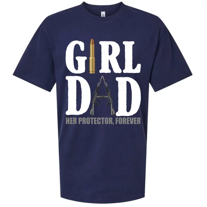 Girl Dad Her Protector Forever Gun Sueded Cloud Jersey T-Shirt