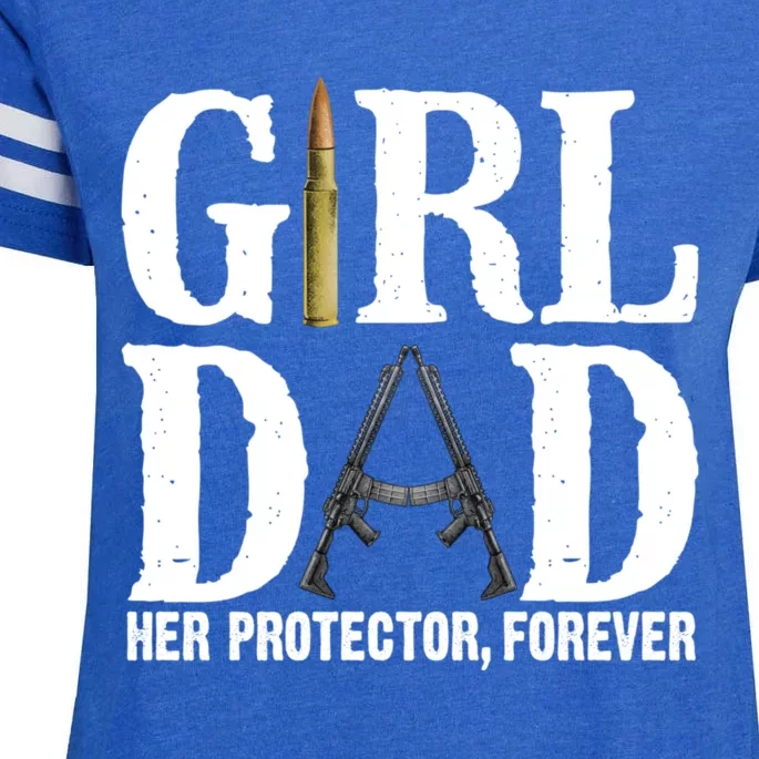 Girl Dad Her Protector Forever Funny Fathers Day Gift Enza Ladies Jersey Football T-Shirt