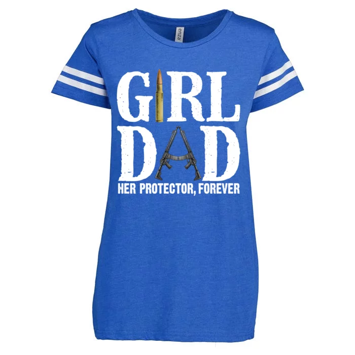 Girl Dad Her Protector Forever Funny Fathers Day Gift Enza Ladies Jersey Football T-Shirt