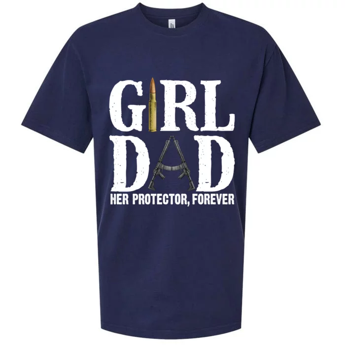 Girl Dad Her Protector Forever Funny Fathers Day Gift Sueded Cloud Jersey T-Shirt