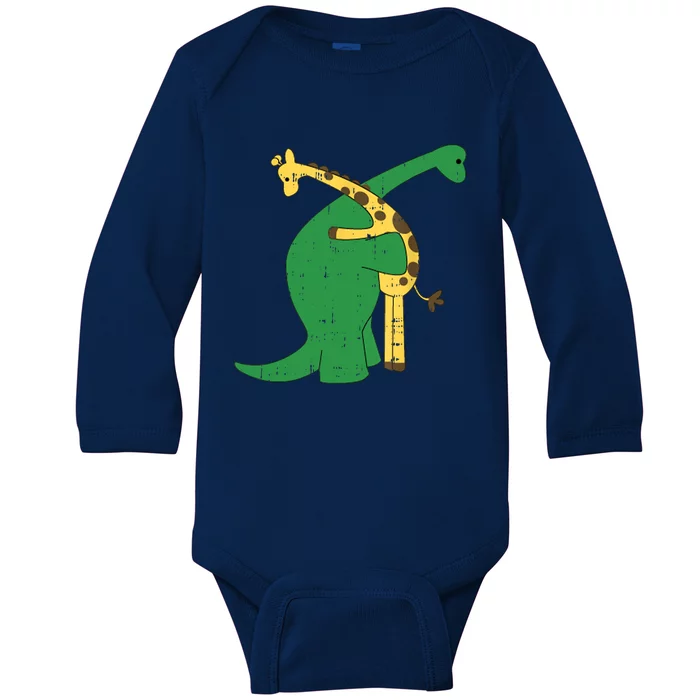 Giraffe Dinosaur Hug Love Dino Animals Safari Halloween Funny Gift Baby Long Sleeve Bodysuit