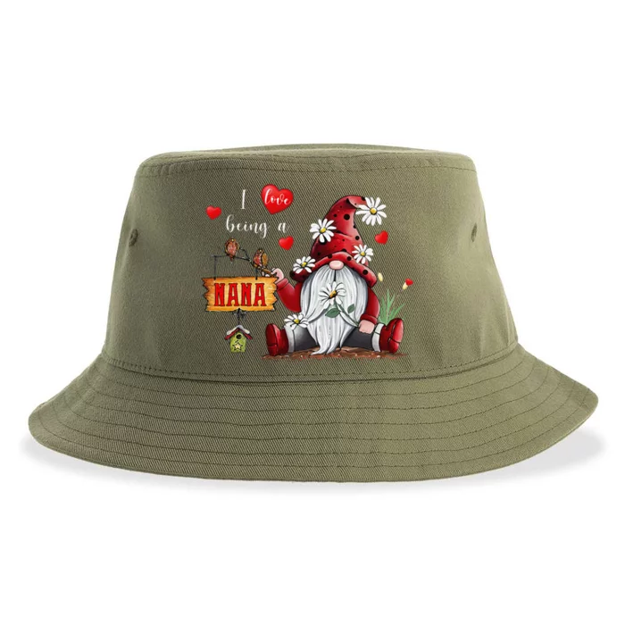 Gnome Daisy I Love Being A Nana Gnome Valentine's Day Sustainable Bucket Hat