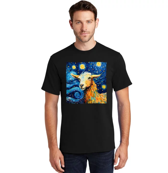 Goat Design In The Style Of Van Goghs Iconic Starry Night Tall T-Shirt