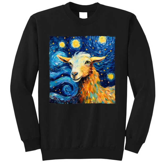 Goat Design In The Style Of Van Goghs Iconic Starry Night Tall Sweatshirt