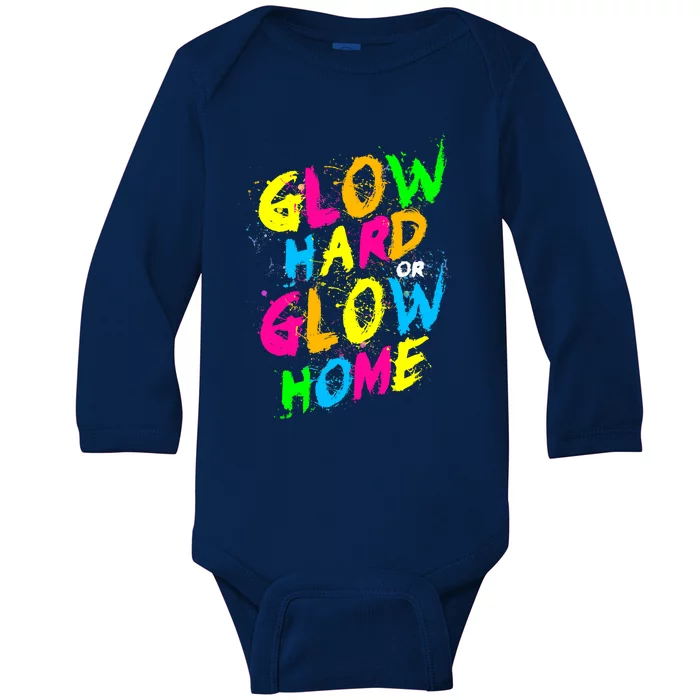 Glow Design In Bright Colors 80s Theme Baby Long Sleeve Bodysuit