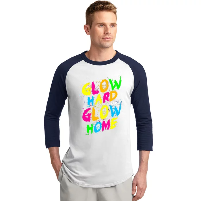 Glow Design In Bright Colors 80s Theme Baseball Sleeve Shirt