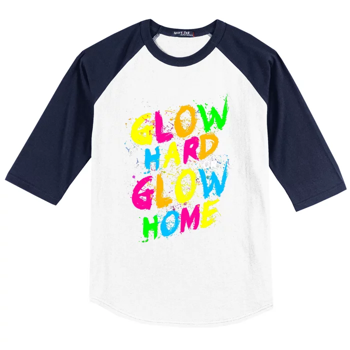 Glow Design In Bright Colors 80s Theme Baseball Sleeve Shirt