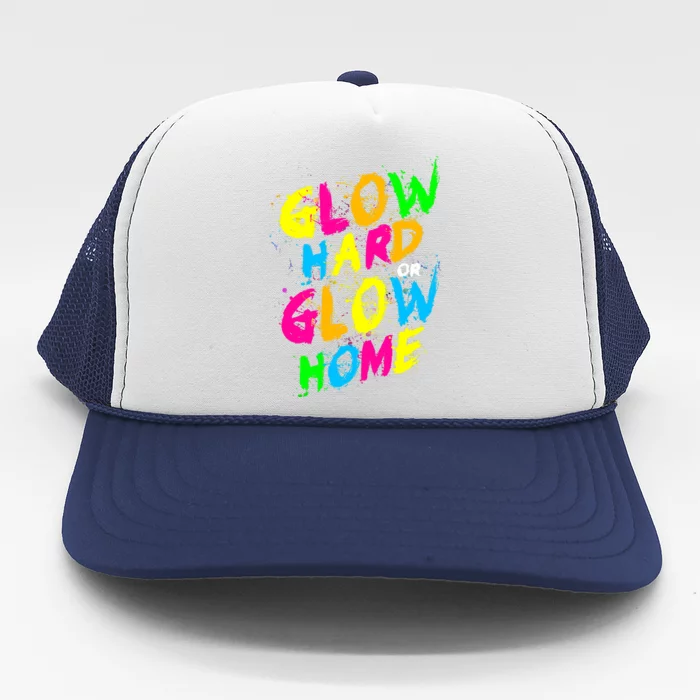 Glow Design In Bright Colors 80s Theme Trucker Hat