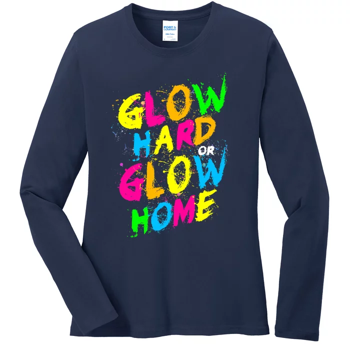 Glow Design In Bright Colors 80s Theme Ladies Long Sleeve Shirt