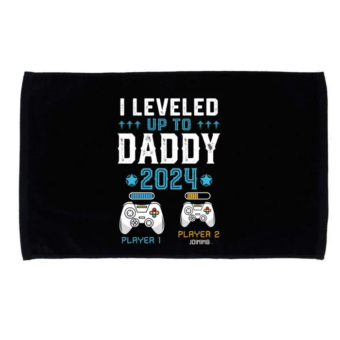 Gamer Dad I Leveled Up To Daddy 2024 Funny Soon To Be Dad Great Gift Microfiber Hand Towel