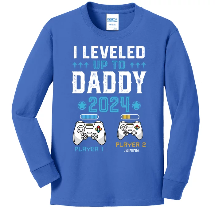 Gamer Dad I Leveled Up To Daddy 2024 Funny Soon To Be Dad Great Gift Kids Long Sleeve Shirt