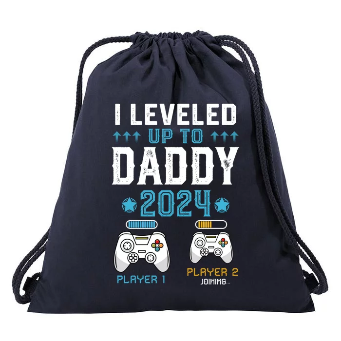 Gamer Dad I Leveled Up To Daddy 2024 Funny Soon To Be Dad Great Gift Drawstring Bag